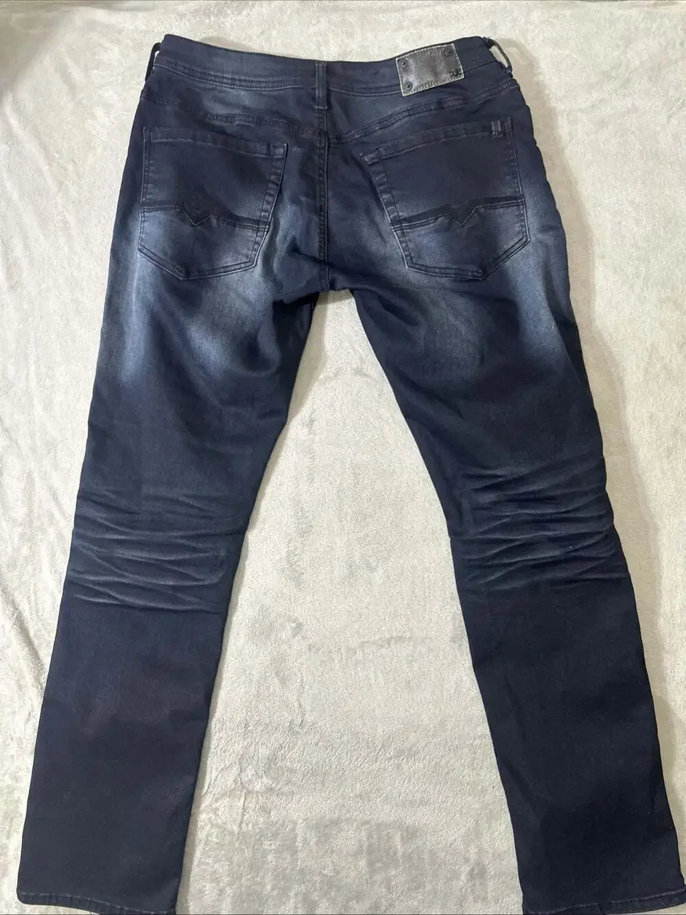 Buffalo David Bitton Max-X Jeans Mens 38x32 Skinny Stretch Moto Biker Blue
